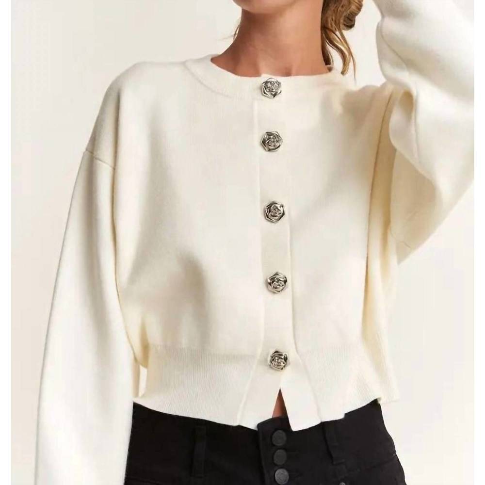 NEW IN THE BEGINNING long sleeve button cardigan in ivory rose